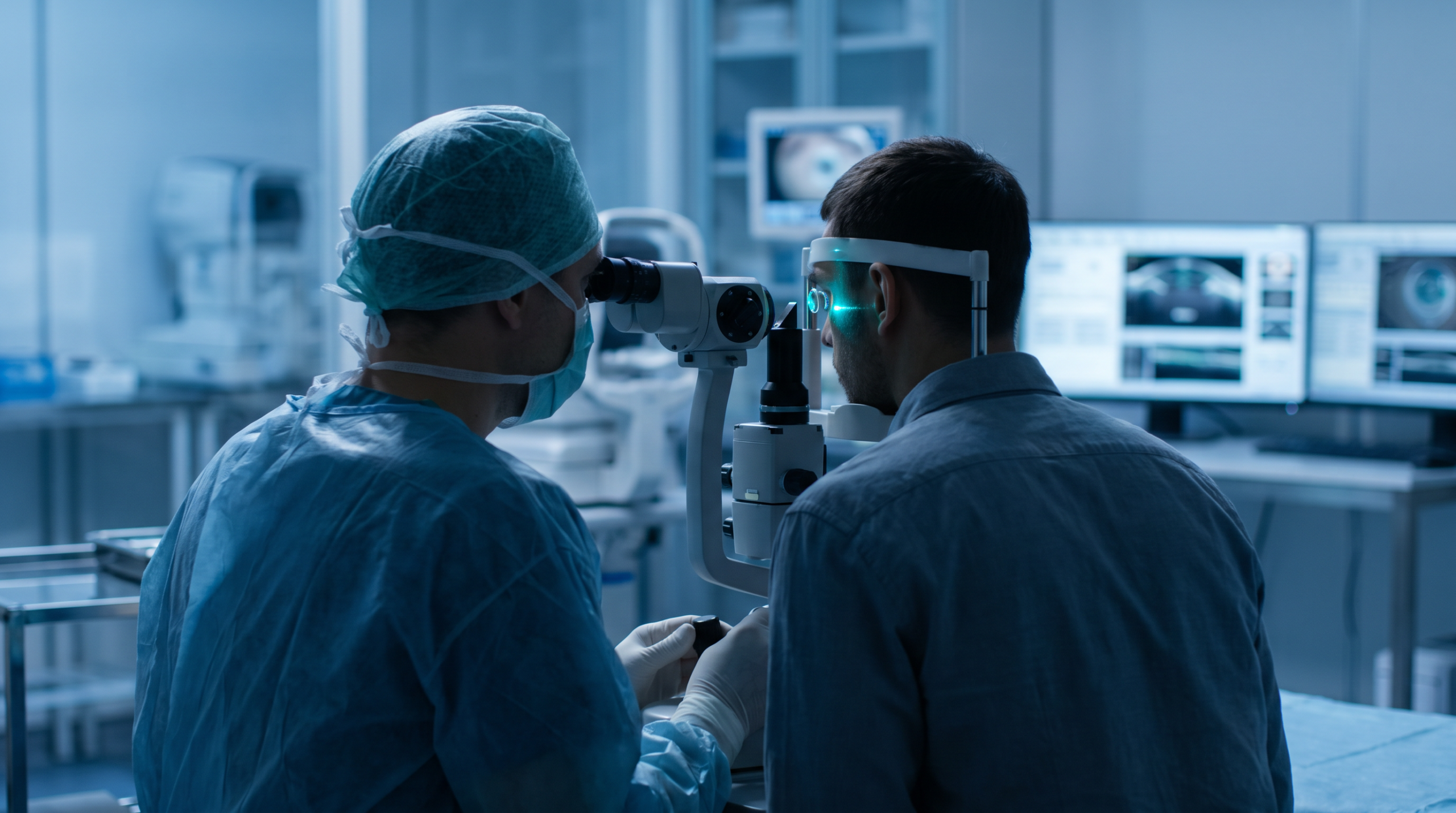 Iridotomia YAG Laser — procedimento a laser criando orifício na íris para tratamento do glaucoma de ângulo fechado